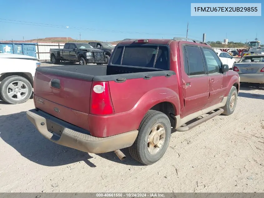 2002 Ford Explorer Sport Trac VIN: 1FMZU67EX2UB29855 Lot: 40661550