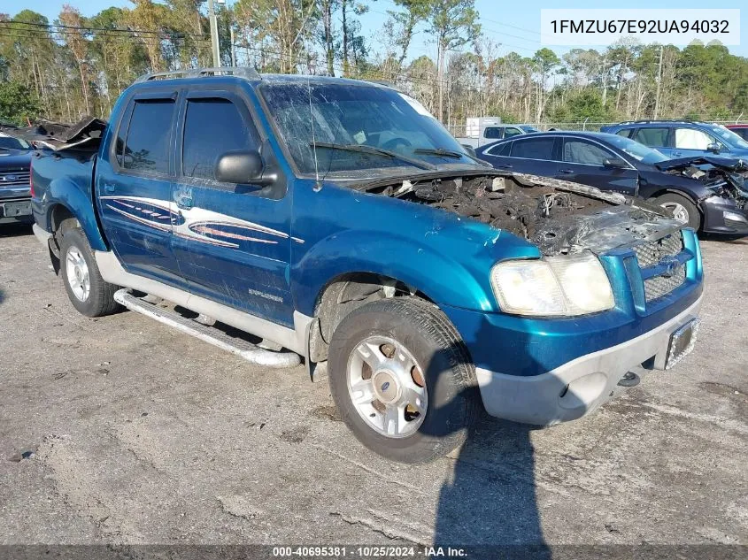 2002 Ford Explorer Sport Trac VIN: 1FMZU67E92UA94032 Lot: 40695381