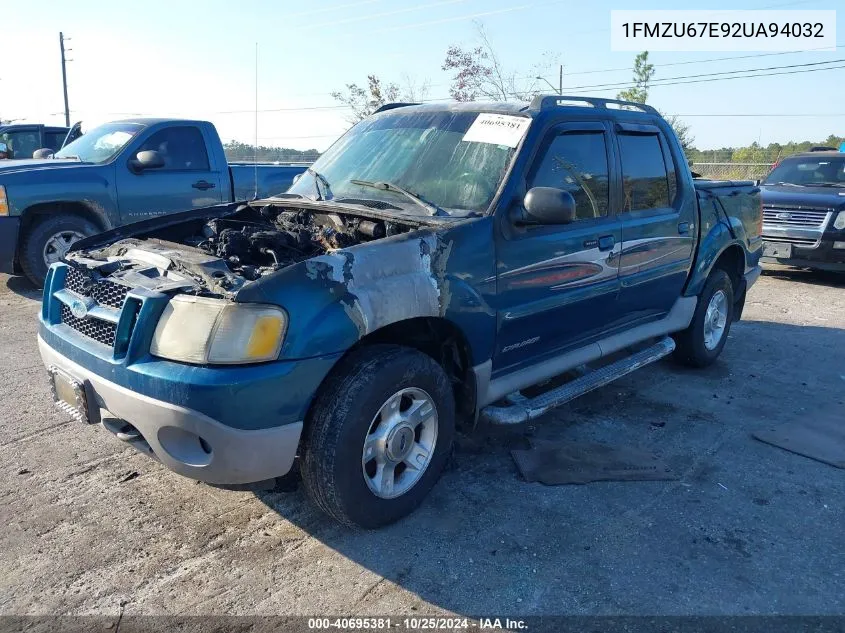 2002 Ford Explorer Sport Trac VIN: 1FMZU67E92UA94032 Lot: 40695381