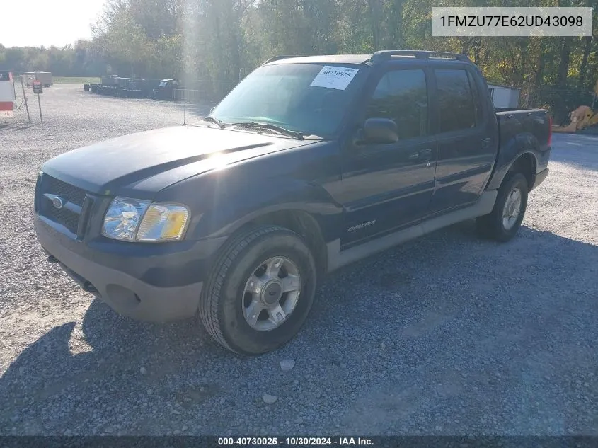 2002 Ford Explorer Sport Trac VIN: 1FMZU77E62UD43098 Lot: 40730025