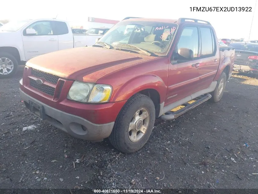 2002 Ford Explorer Sport Trac VIN: 1FMZU67EX2UD13922 Lot: 40871650