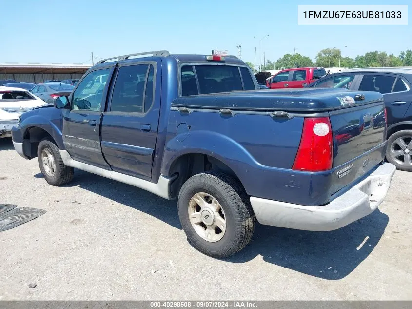 2003 Ford Explorer Sport Trac VIN: 1FMZU67E63UB81033 Lot: 40298508