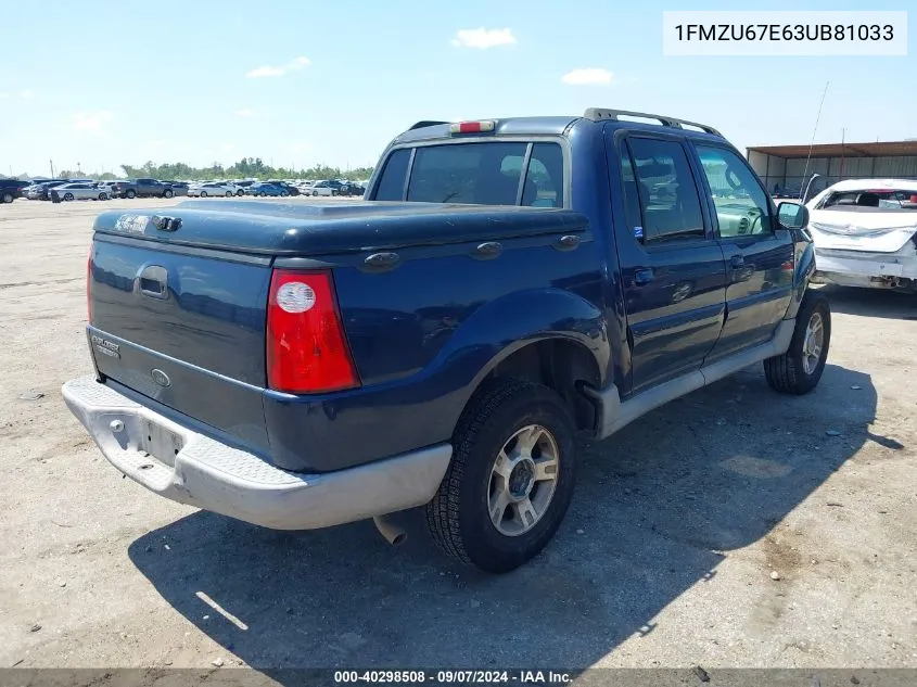 2003 Ford Explorer Sport Trac VIN: 1FMZU67E63UB81033 Lot: 40298508