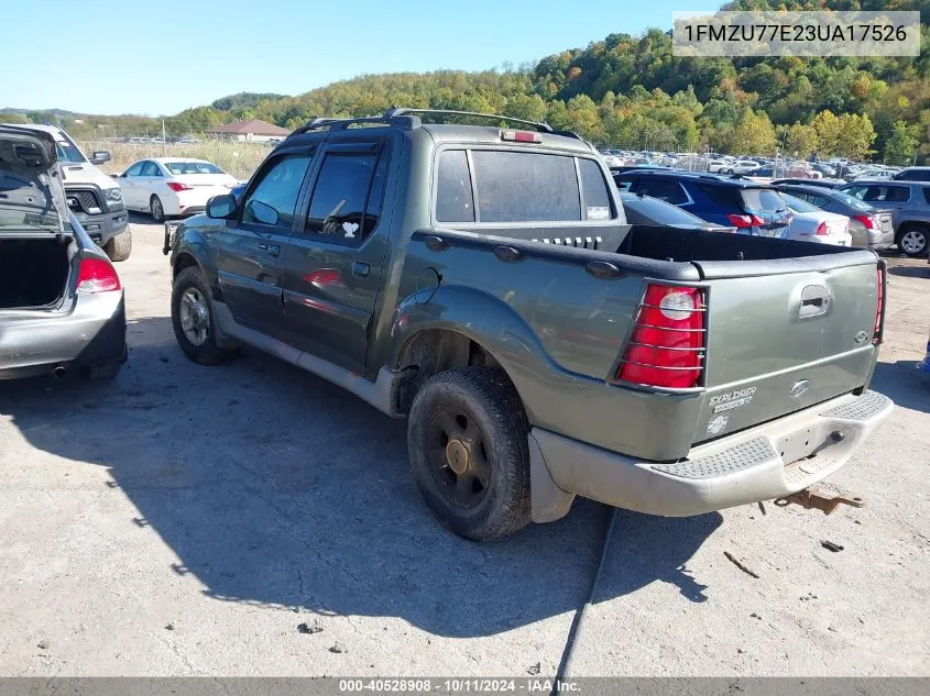 2003 Ford Explorer Sport Trac Xls/Xlt VIN: 1FMZU77E23UA17526 Lot: 40528908