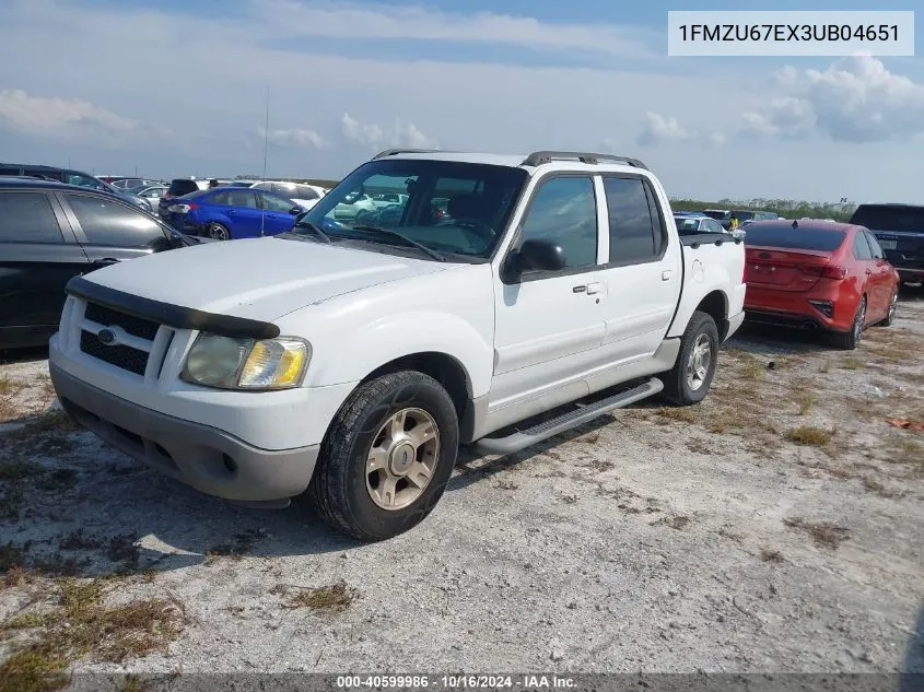 2003 Ford Explorer Sport Trac Xls/Xlt VIN: 1FMZU67EX3UB04651 Lot: 40599986