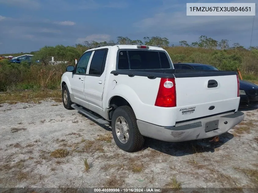 2003 Ford Explorer Sport Trac Xls/Xlt VIN: 1FMZU67EX3UB04651 Lot: 40599986