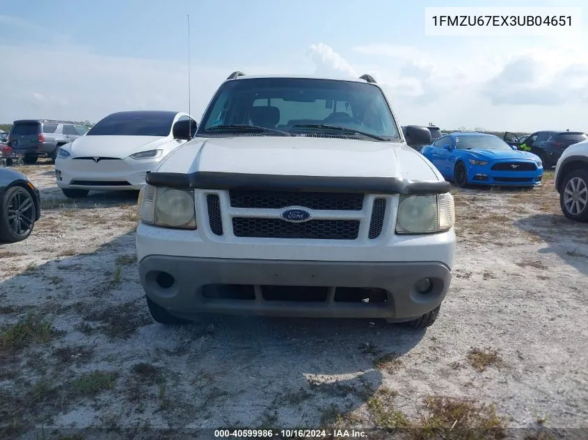 2003 Ford Explorer Sport Trac Xls/Xlt VIN: 1FMZU67EX3UB04651 Lot: 40599986