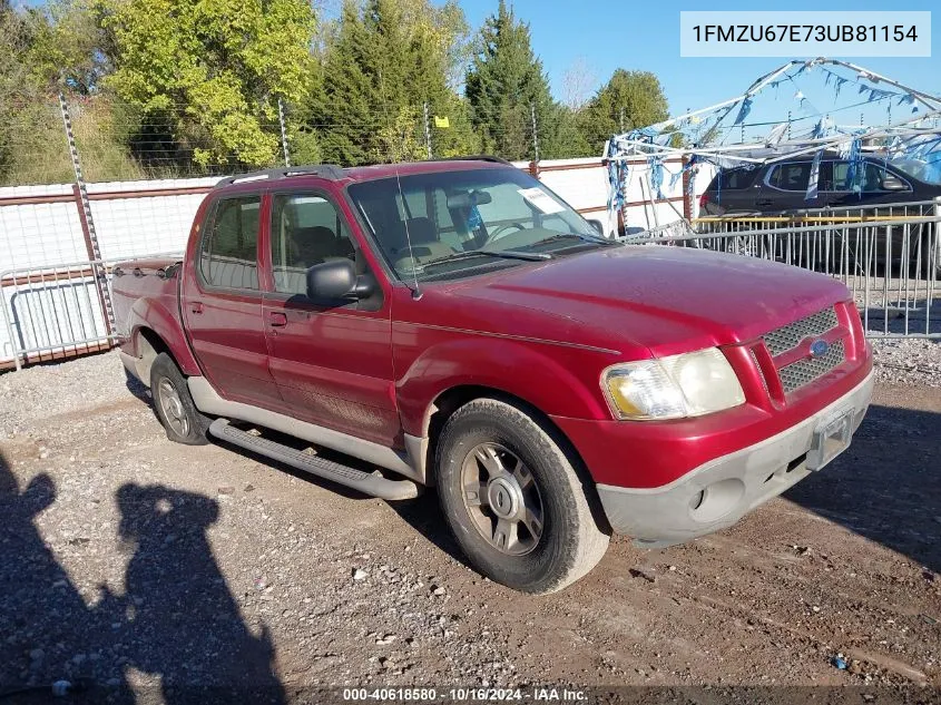 2003 Ford Explorer Sport Trac Xls/Xlt VIN: 1FMZU67E73UB81154 Lot: 40618580