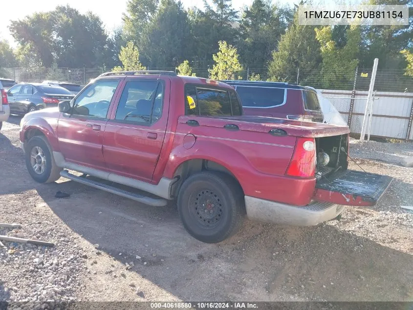 2003 Ford Explorer Sport Trac Xls/Xlt VIN: 1FMZU67E73UB81154 Lot: 40618580