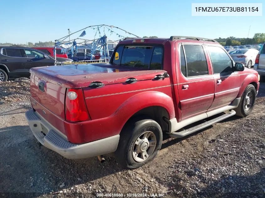 2003 Ford Explorer Sport Trac Xls/Xlt VIN: 1FMZU67E73UB81154 Lot: 40618580