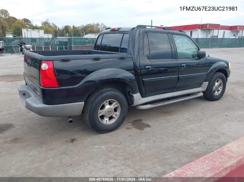 2003 Ford Explorer Sport Trac Xls/Xlt VIN: 1FMZU67E23UC21981 Lot: 40769538