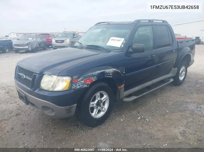 2003 Ford Explorer Sport Trac Xls/Xlt VIN: 1FMZU67E53UB42658 Lot: 40823087