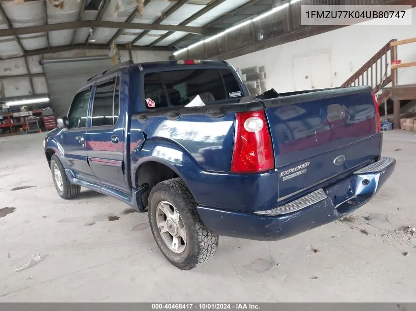 2004 Ford Explorer Sport Trac Adrenalin/Xls/Xlt VIN: 1FMZU77K04UB80747 Lot: 40468417