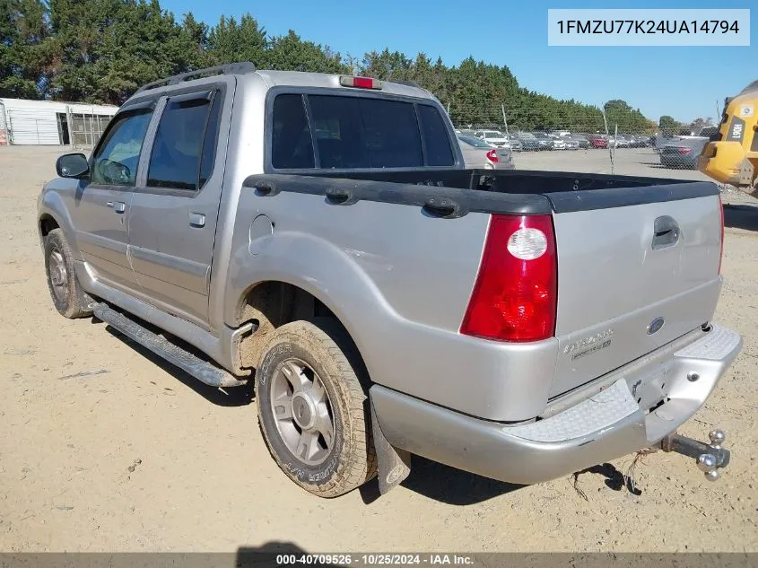 2004 Ford Explorer Sport Trac Adrenalin/Xls/Xlt VIN: 1FMZU77K24UA14794 Lot: 40709526