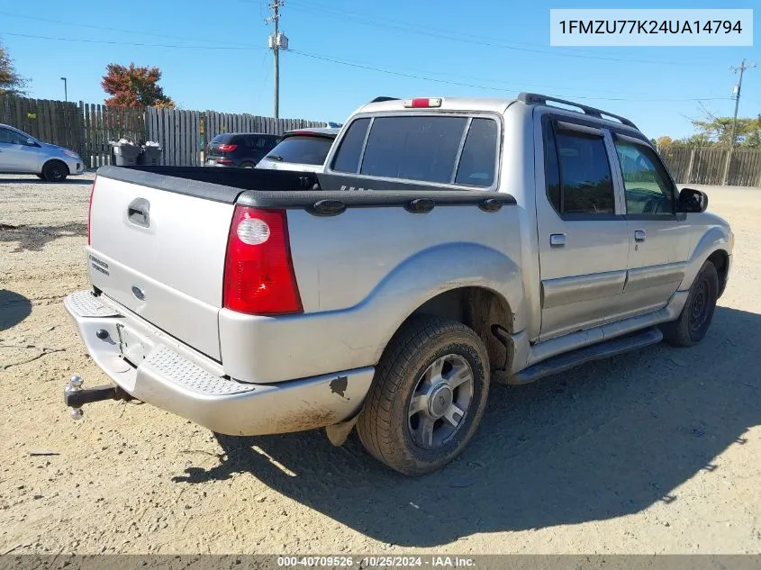 2004 Ford Explorer Sport Trac Adrenalin/Xls/Xlt VIN: 1FMZU77K24UA14794 Lot: 40709526