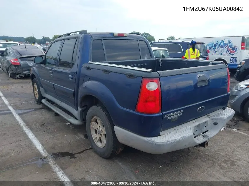 2005 Ford Explorer Sport Trac VIN: 1FMZU67K05UA00842 Lot: 40472388