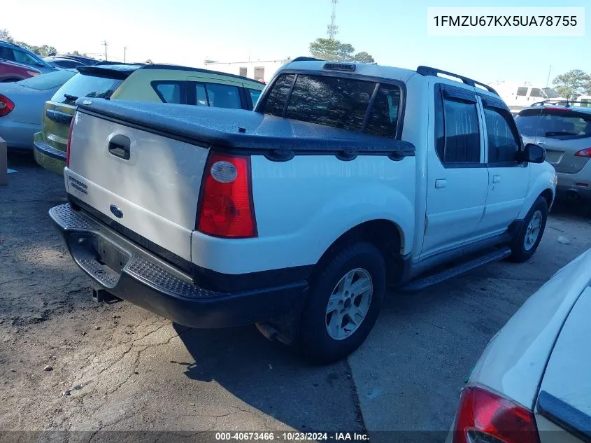 2005 Ford Explorer Sport Trac Adrenalin/Xls/Xlt VIN: 1FMZU67KX5UA78755 Lot: 40673466