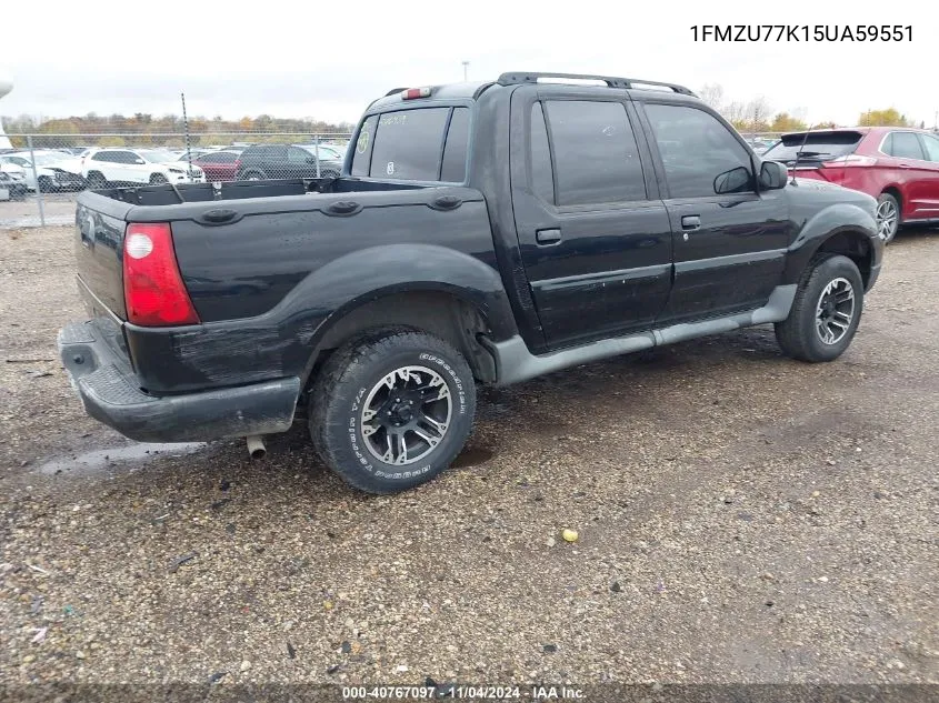 2005 Ford Explorer Sport Trac Adrenalin/Xls/Xlt VIN: 1FMZU77K15UA59551 Lot: 40767097