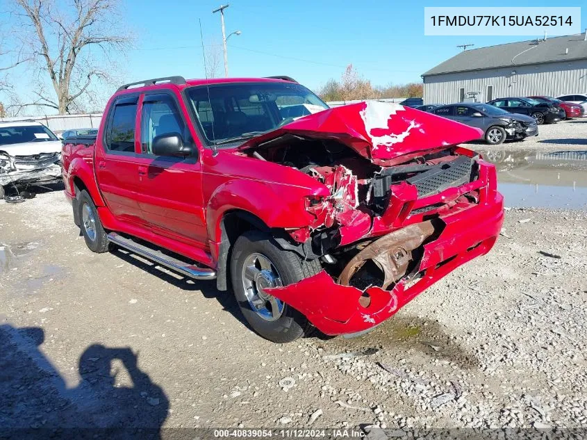 2005 Ford Explorer Sport Trac Adrenalin/Xls/Xlt VIN: 1FMDU77K15UA52514 Lot: 40839054