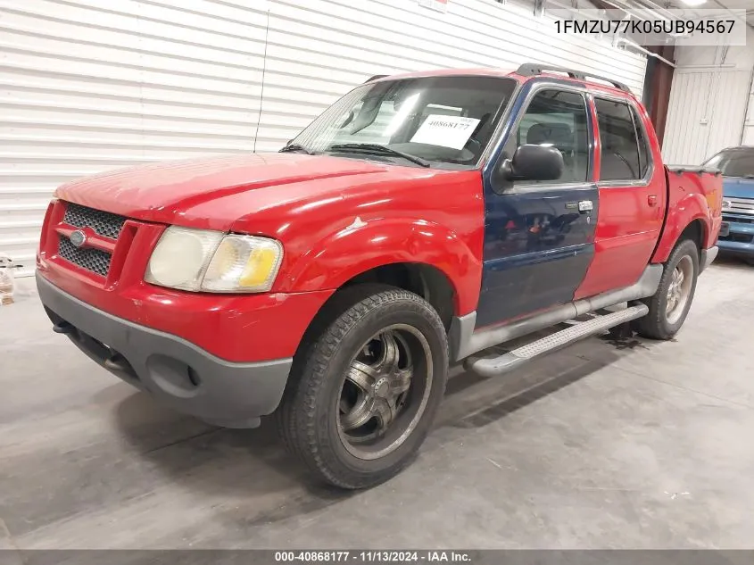 2005 Ford Explorer Sport Trac Adrenalin/Xls/Xlt VIN: 1FMZU77K05UB94567 Lot: 40868177