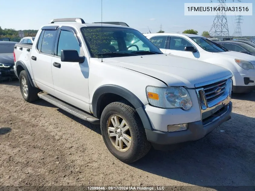 2007 Ford Explorer Sport Trac VIN: 1FMEU51K47UA31516 Lot: 12099846