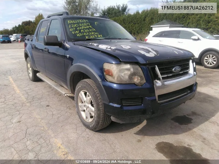 2007 Ford Explorer Sport Trac Xlt VIN: 1FMEU51887UA26212 Lot: 12103689