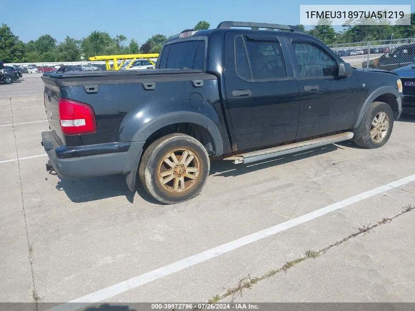 2007 Ford Explorer Sport Trac Xlt VIN: 1FMEU31897UA51219 Lot: 39972796