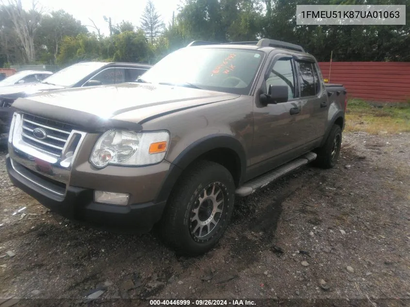 2007 Ford Explorer Sport Trac Xlt VIN: 1FMEU51K87UA01063 Lot: 40446999