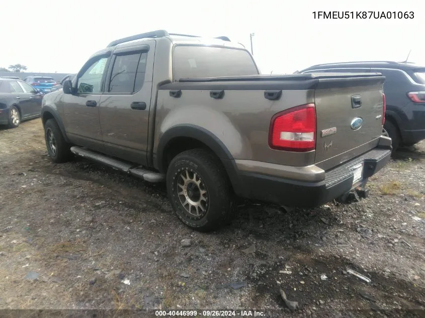 2007 Ford Explorer Sport Trac Xlt VIN: 1FMEU51K87UA01063 Lot: 40446999