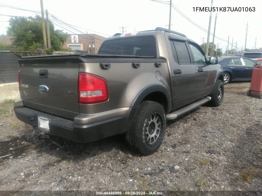 2007 Ford Explorer Sport Trac Xlt VIN: 1FMEU51K87UA01063 Lot: 40446999