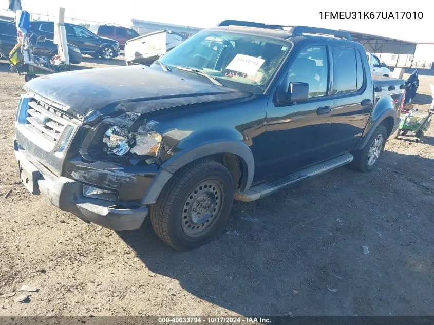 2007 Ford Explorer Sport Trac Xlt VIN: 1FMEU31K67UA17010 Lot: 40633794