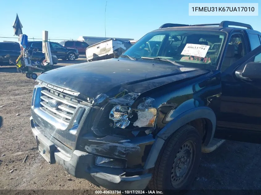 2007 Ford Explorer Sport Trac Xlt VIN: 1FMEU31K67UA17010 Lot: 40633794