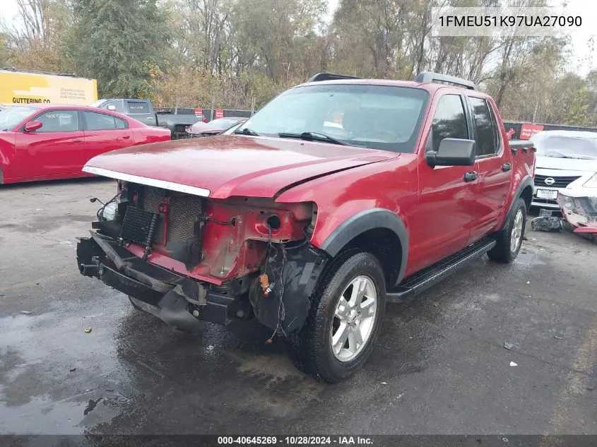 2007 Ford Explorer Sport Trac Xlt VIN: 1FMEU51K97UA27090 Lot: 40645269