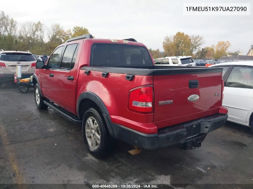 2007 Ford Explorer Sport Trac Xlt VIN: 1FMEU51K97UA27090 Lot: 40645269