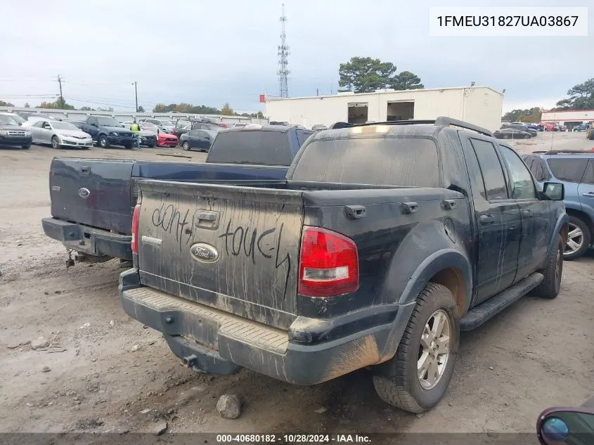 2007 Ford Explorer Sport Trac Xlt VIN: 1FMEU31827UA03867 Lot: 40680182