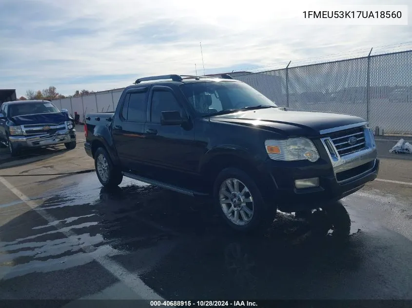 2007 Ford Explorer Sport Trac Limited VIN: 1FMEU53K17UA18560 Lot: 40688915