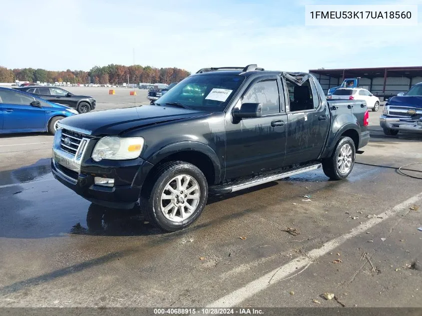 2007 Ford Explorer Sport Trac Limited VIN: 1FMEU53K17UA18560 Lot: 40688915