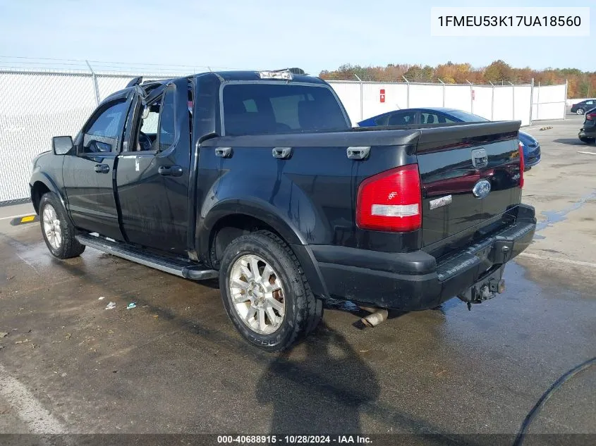 2007 Ford Explorer Sport Trac Limited VIN: 1FMEU53K17UA18560 Lot: 40688915