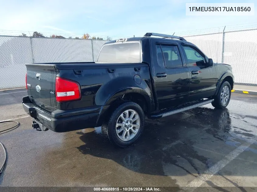 2007 Ford Explorer Sport Trac Limited VIN: 1FMEU53K17UA18560 Lot: 40688915