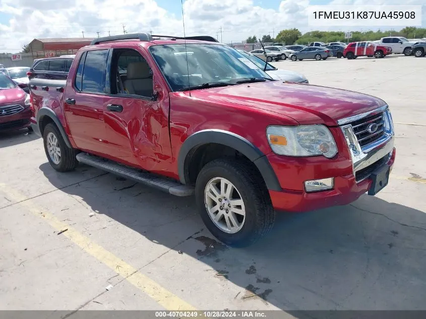 2007 Ford Explorer Sport Trac Xlt VIN: 1FMEU31K87UA45908 Lot: 40704249