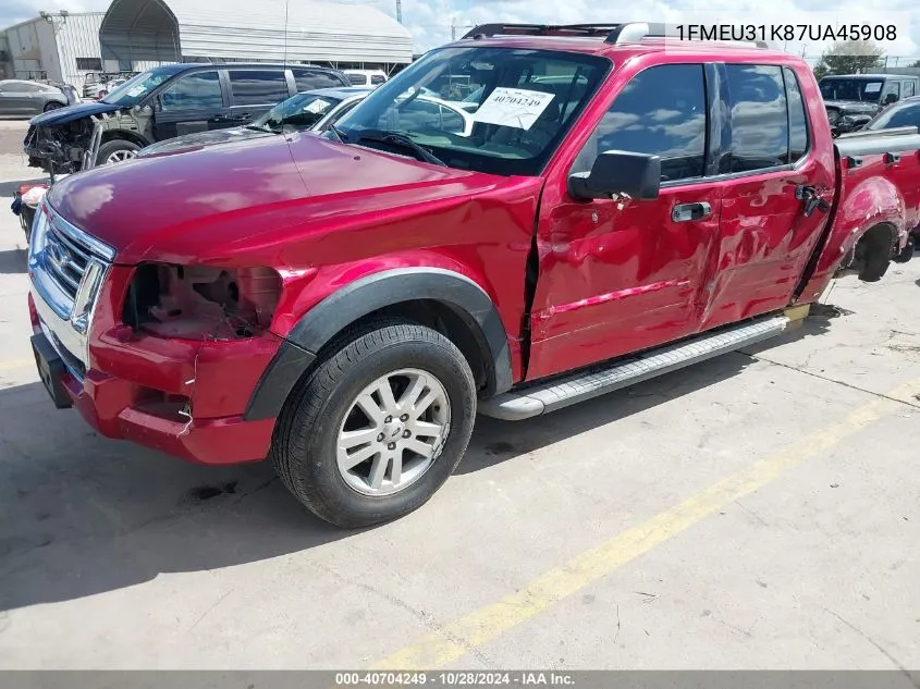 2007 Ford Explorer Sport Trac Xlt VIN: 1FMEU31K87UA45908 Lot: 40704249