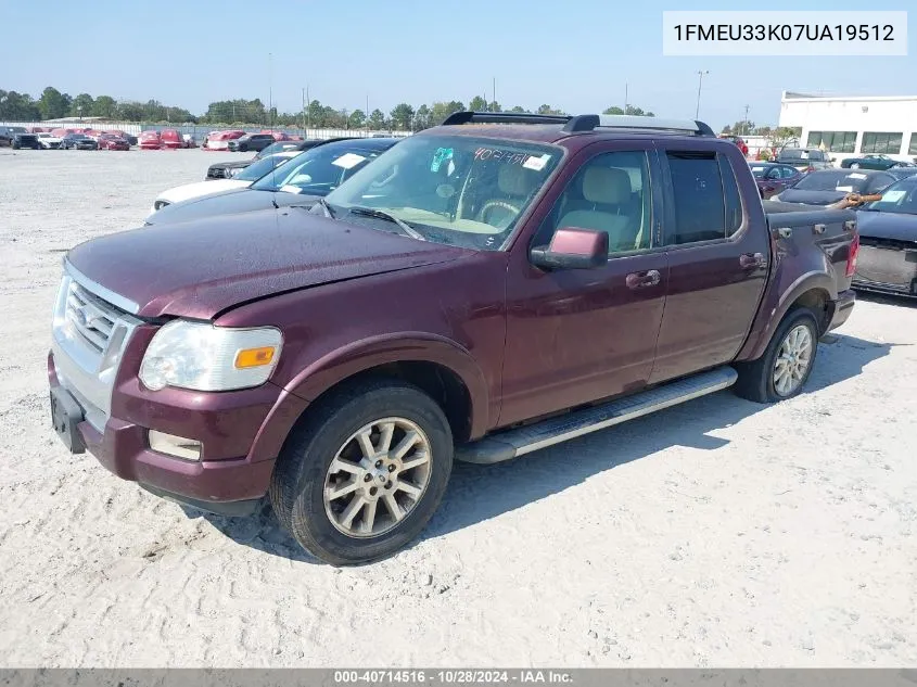 2007 Ford Explorer Sport Trac Limited VIN: 1FMEU33K07UA19512 Lot: 40714516