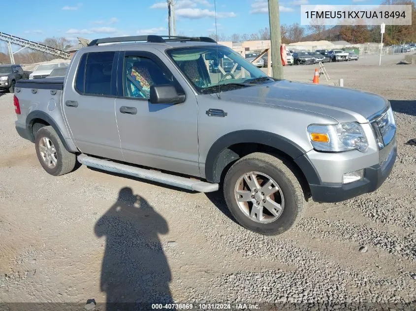 2007 Ford Explorer Sport Trac Xlt VIN: 1FMEU51KX7UA18494 Lot: 40738869