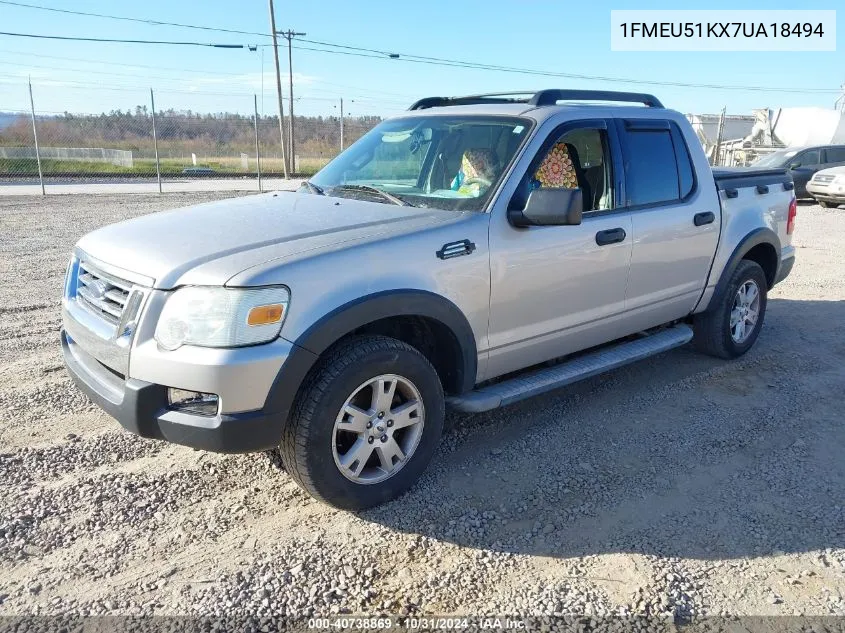 2007 Ford Explorer Sport Trac Xlt VIN: 1FMEU51KX7UA18494 Lot: 40738869