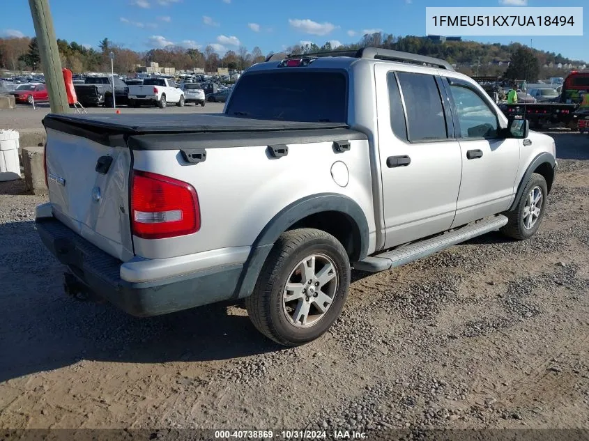 2007 Ford Explorer Sport Trac Xlt VIN: 1FMEU51KX7UA18494 Lot: 40738869