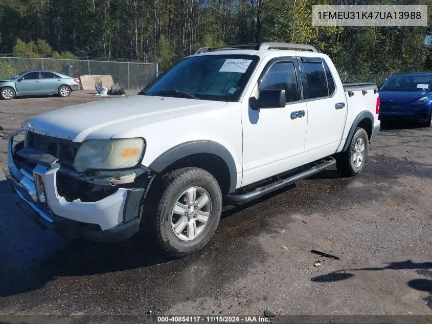 2007 Ford Explorer Sport Trac Xlt VIN: 1FMEU31K47UA13988 Lot: 40854117