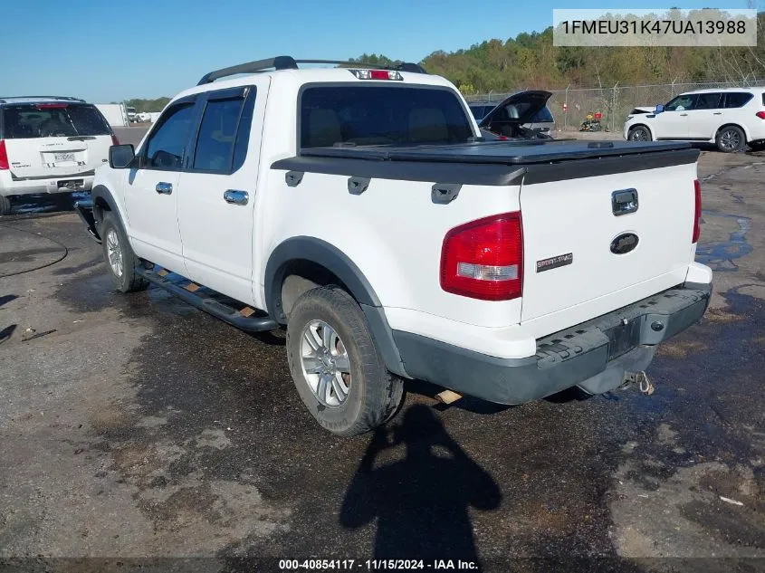 2007 Ford Explorer Sport Trac Xlt VIN: 1FMEU31K47UA13988 Lot: 40854117