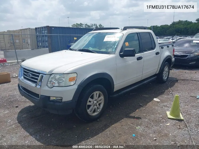 2008 Ford Explorer Sport Trac Xlt VIN: 1FMEU31E78UA17674 Lot: 40002430