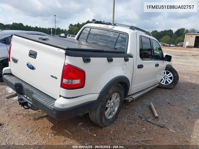 2008 Ford Explorer Sport Trac Xlt VIN: 1FMEU51E88UA02757 Lot: 40414228