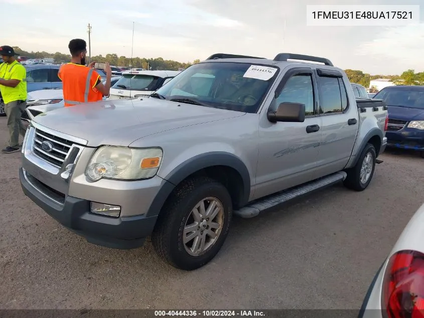 2008 Ford Explorer Sport Trac Xlt VIN: 1FMEU31E48UA17521 Lot: 40444336